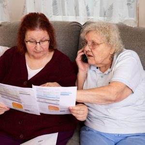 Image of two women looking at a form