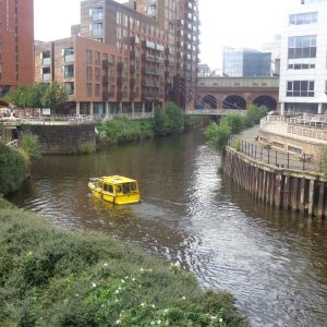 Image of Leeds Dock and the water taxi